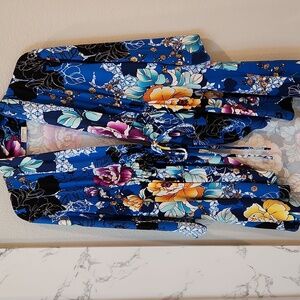 Kiyonna Floral Wrap Tunic in Blue and Purple, Size 1X
